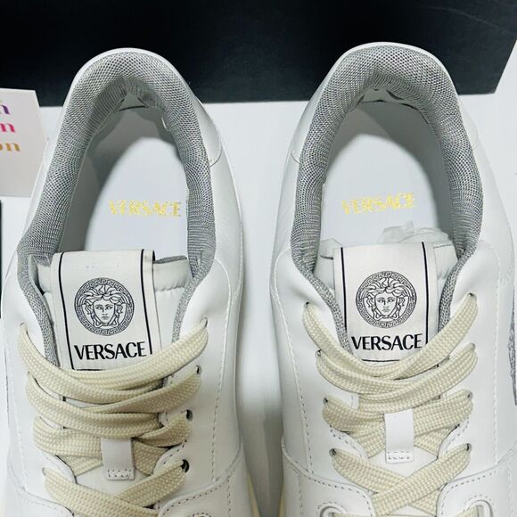 NIB Versace Men’s EU 44/ US 11 White Leather Medusa Logo Sneakers Shoes $700 main image 6
